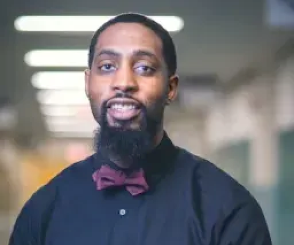 photo of Principal Williams smiling and wearing a bow tie